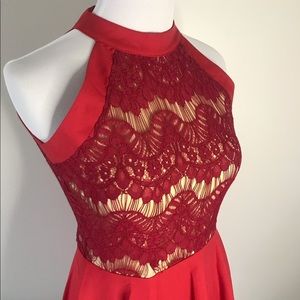 Red Lace Fitted Dress
